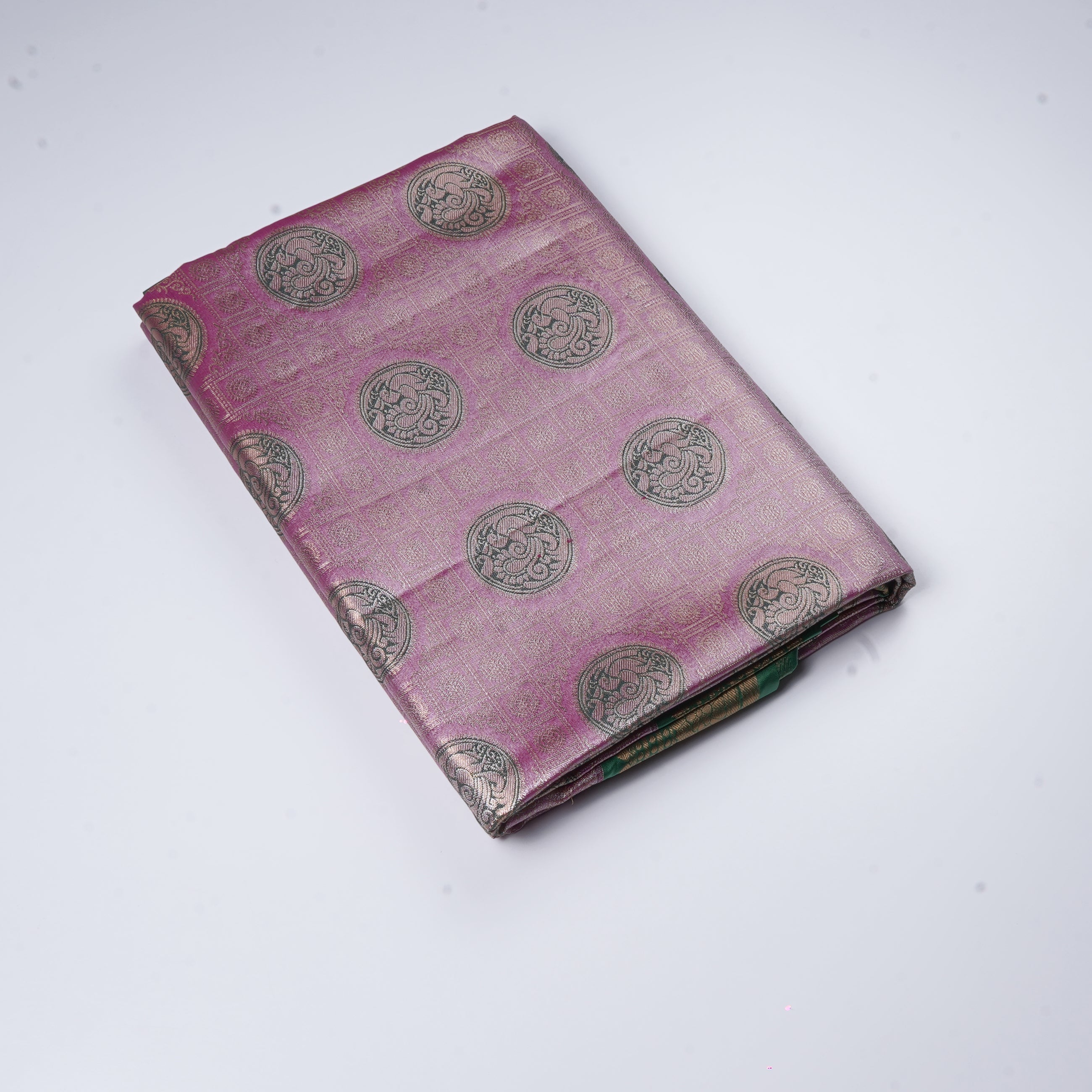 Pink Kanjivaram Silk Saree Gold Zari Peacocks