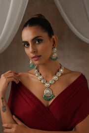 Emerald Moissanite Long Necklace Set - Dyulokha