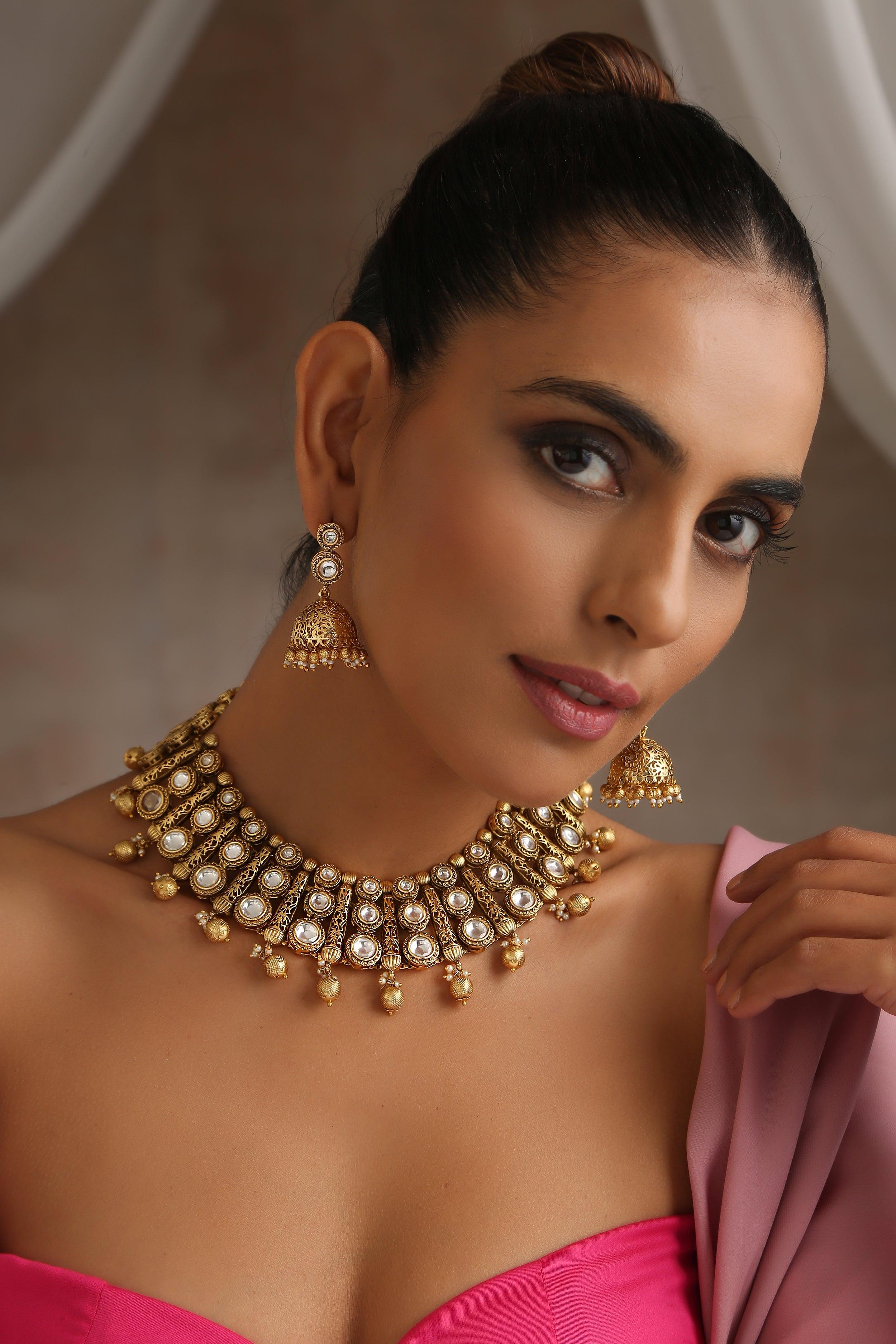 Radiant Bloom Polki Necklace Set - Dyulokha