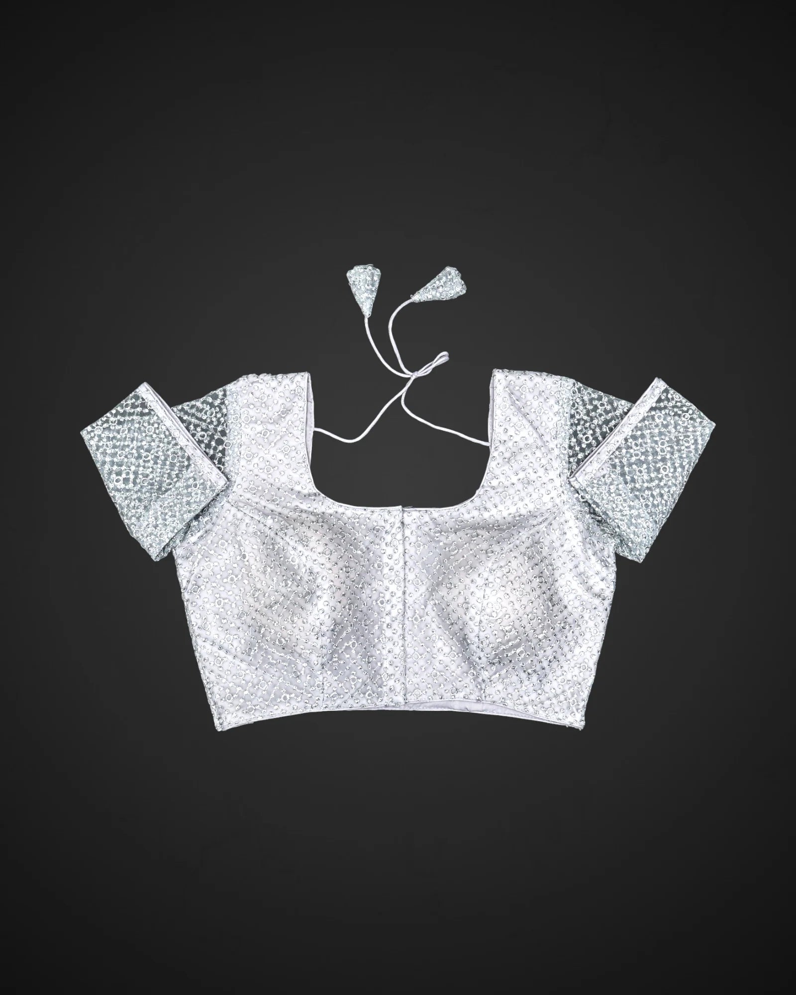 Embroidered Net Deep Back Readymade Blouse