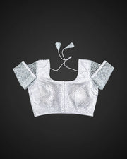 Embroidered Net Deep Back Readymade Blouse