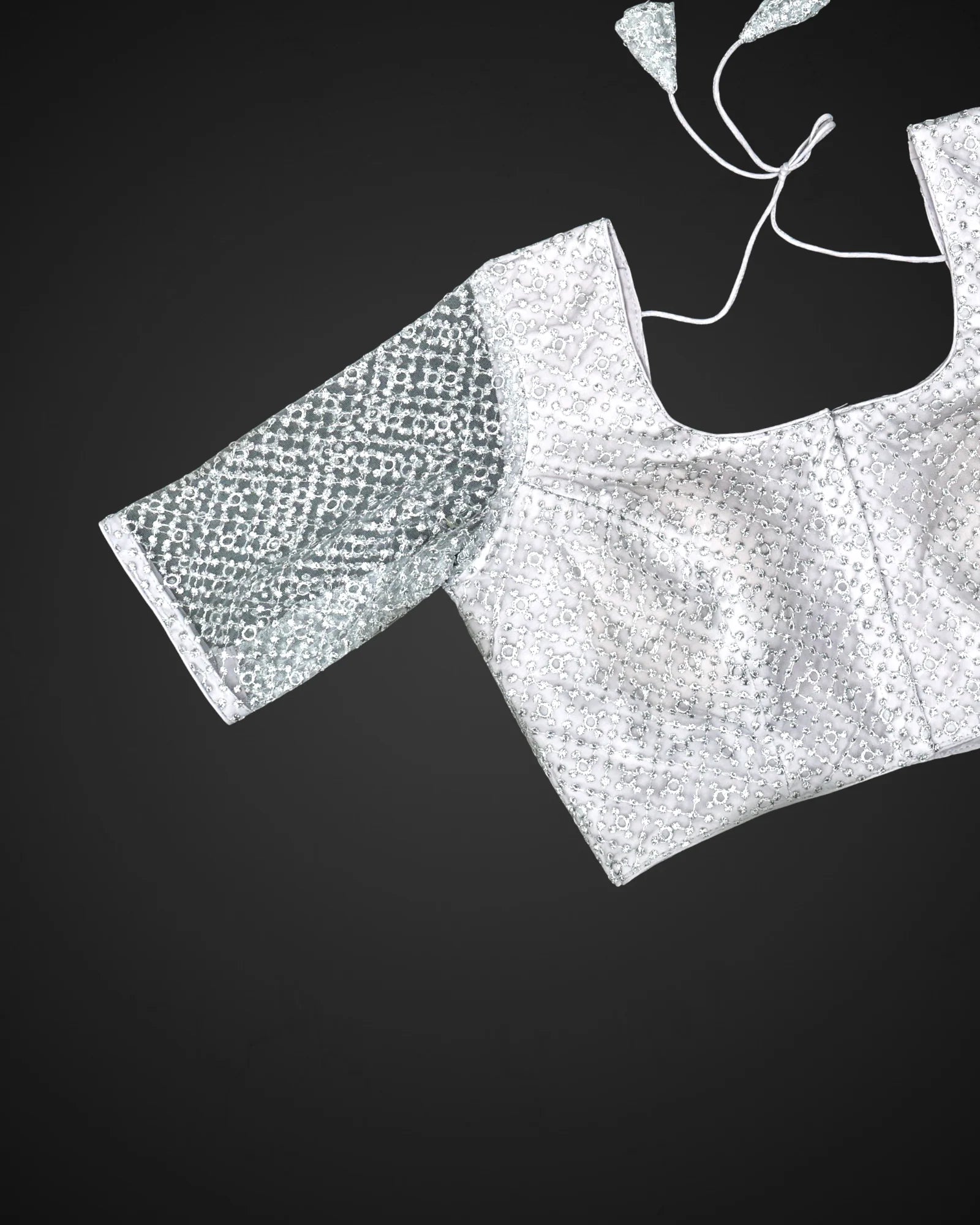 Embroidered Net Deep Back Readymade Blouse