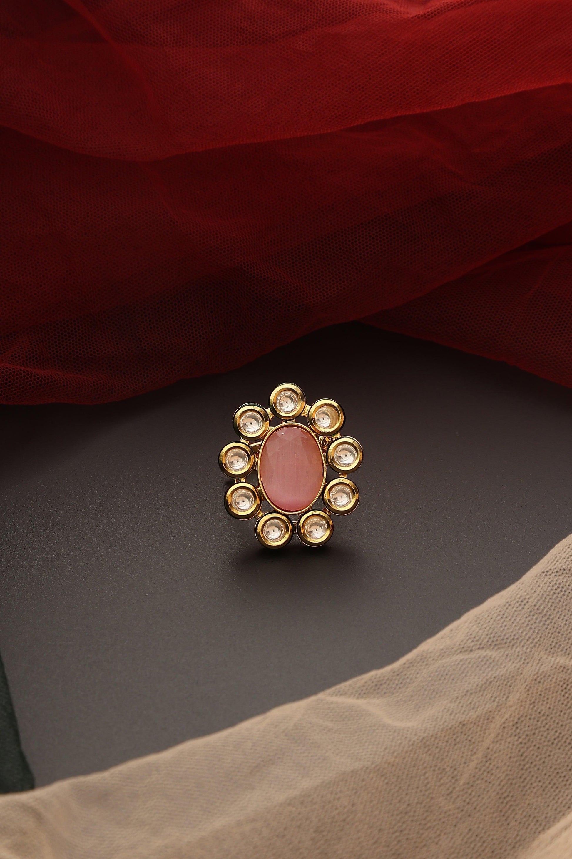 Blushing Brilliance Kundan Ring - Dyulokha