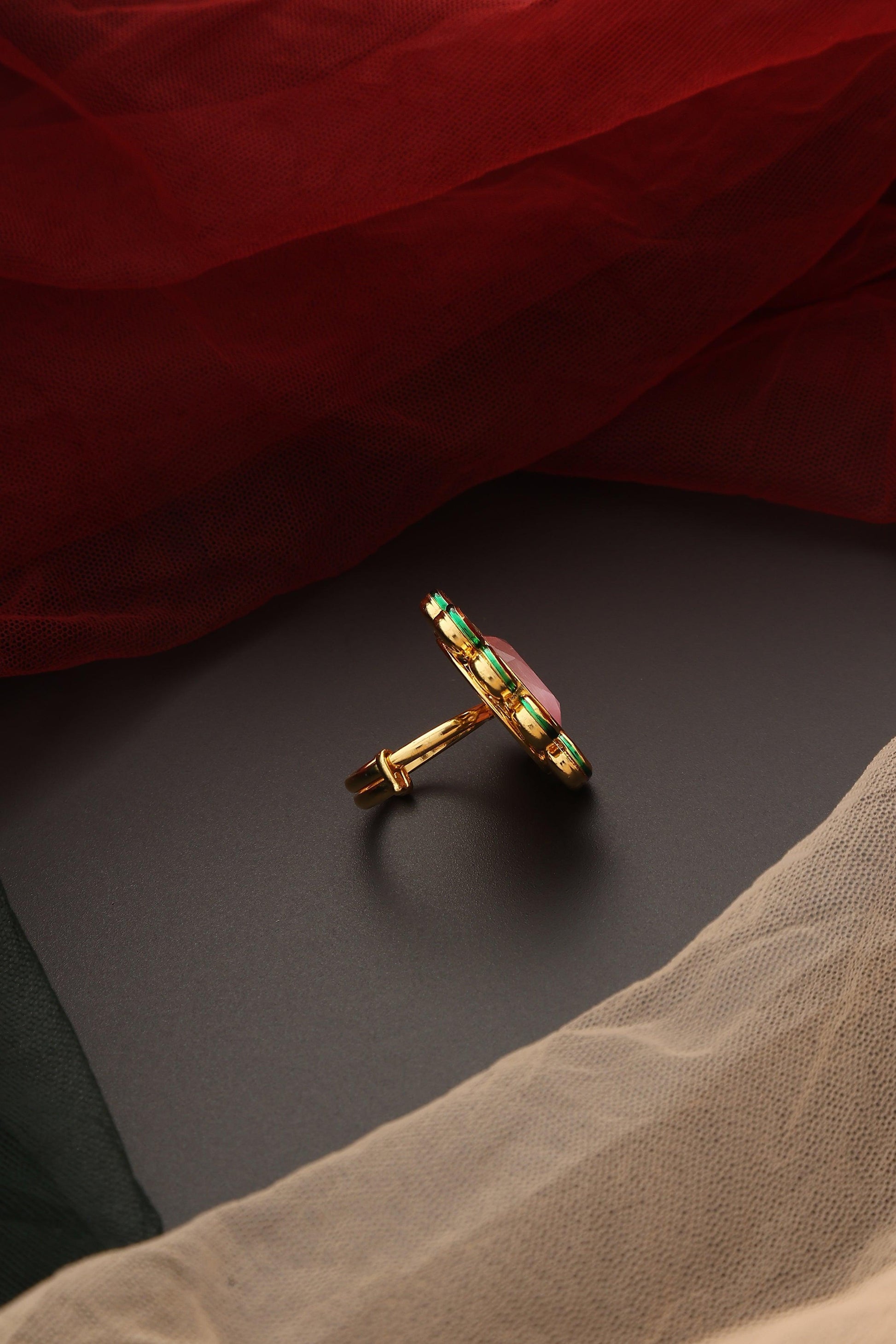 Blushing Brilliance Kundan Ring - Dyulokha