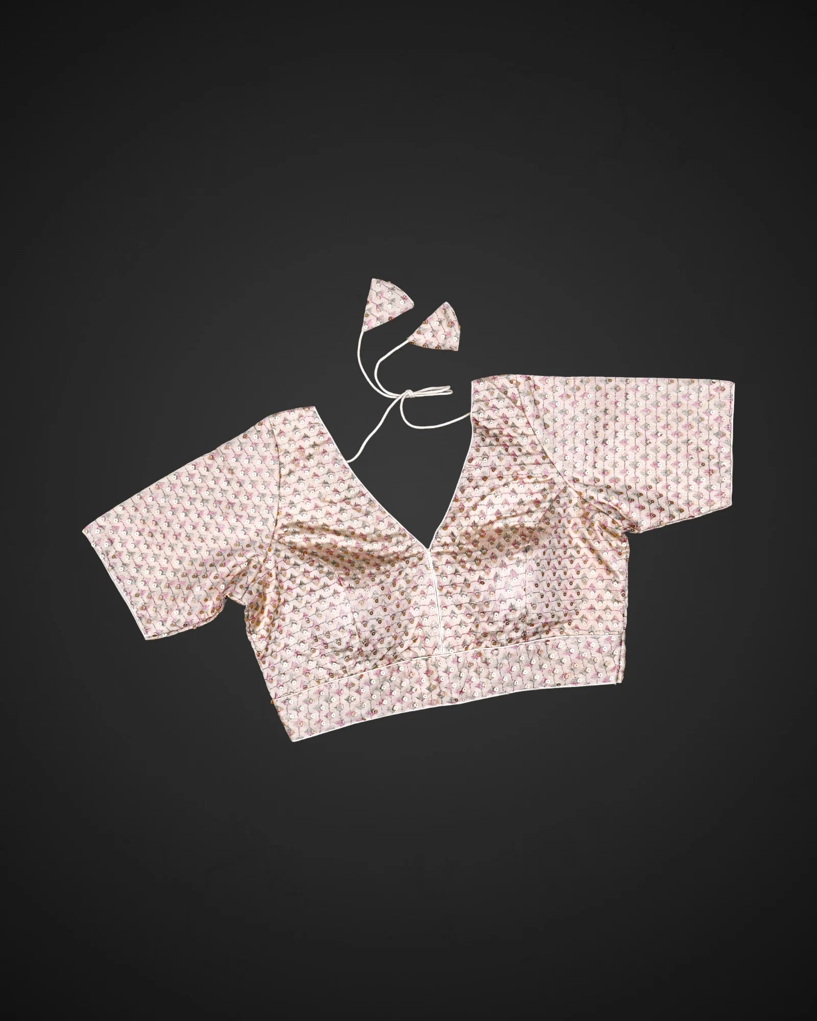Silk V Neck Hook Back Readymade Blouse
