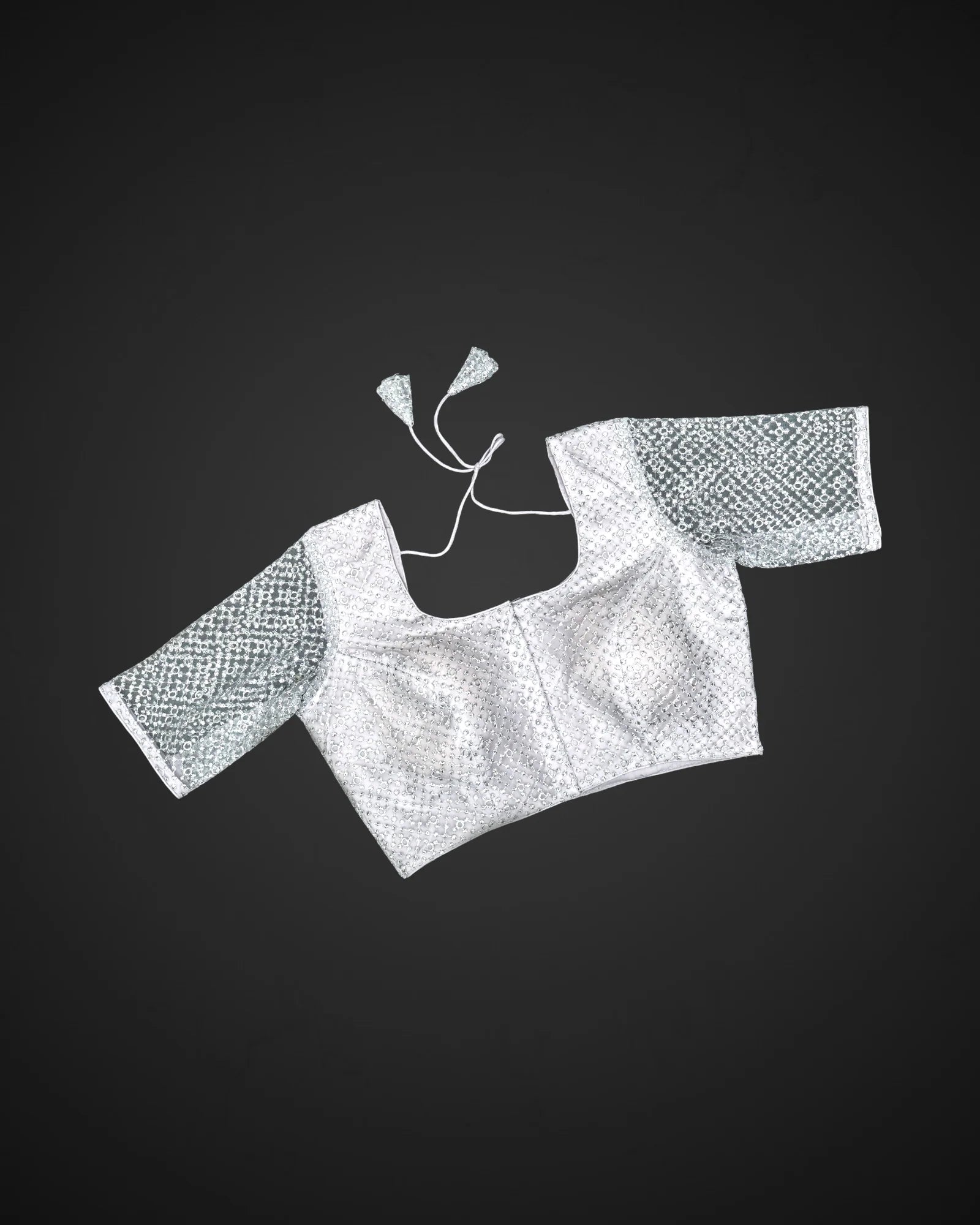 Embroidered Net Deep Back Readymade Blouse