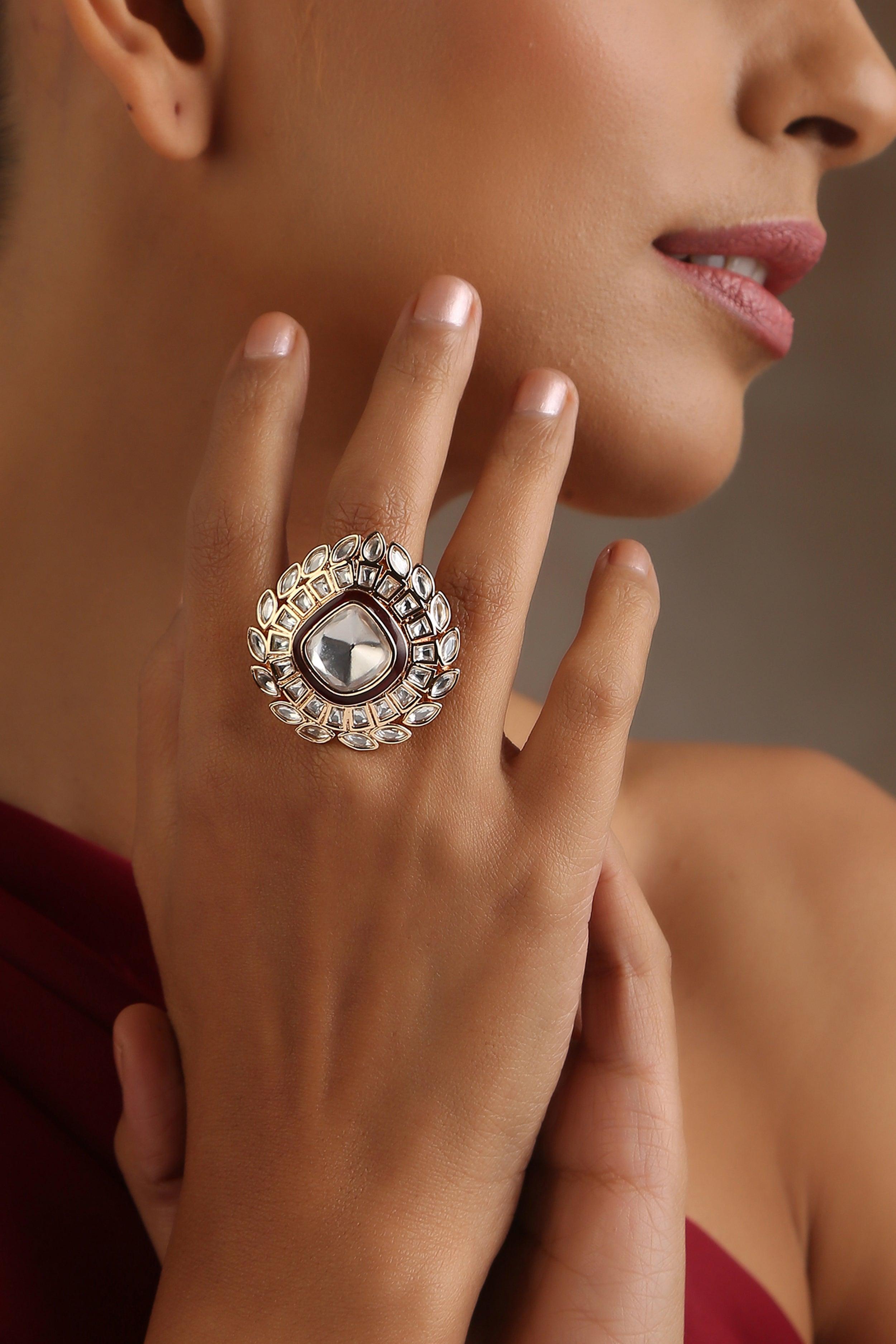 Ruby Gleam Polki Ring - Dyulokha