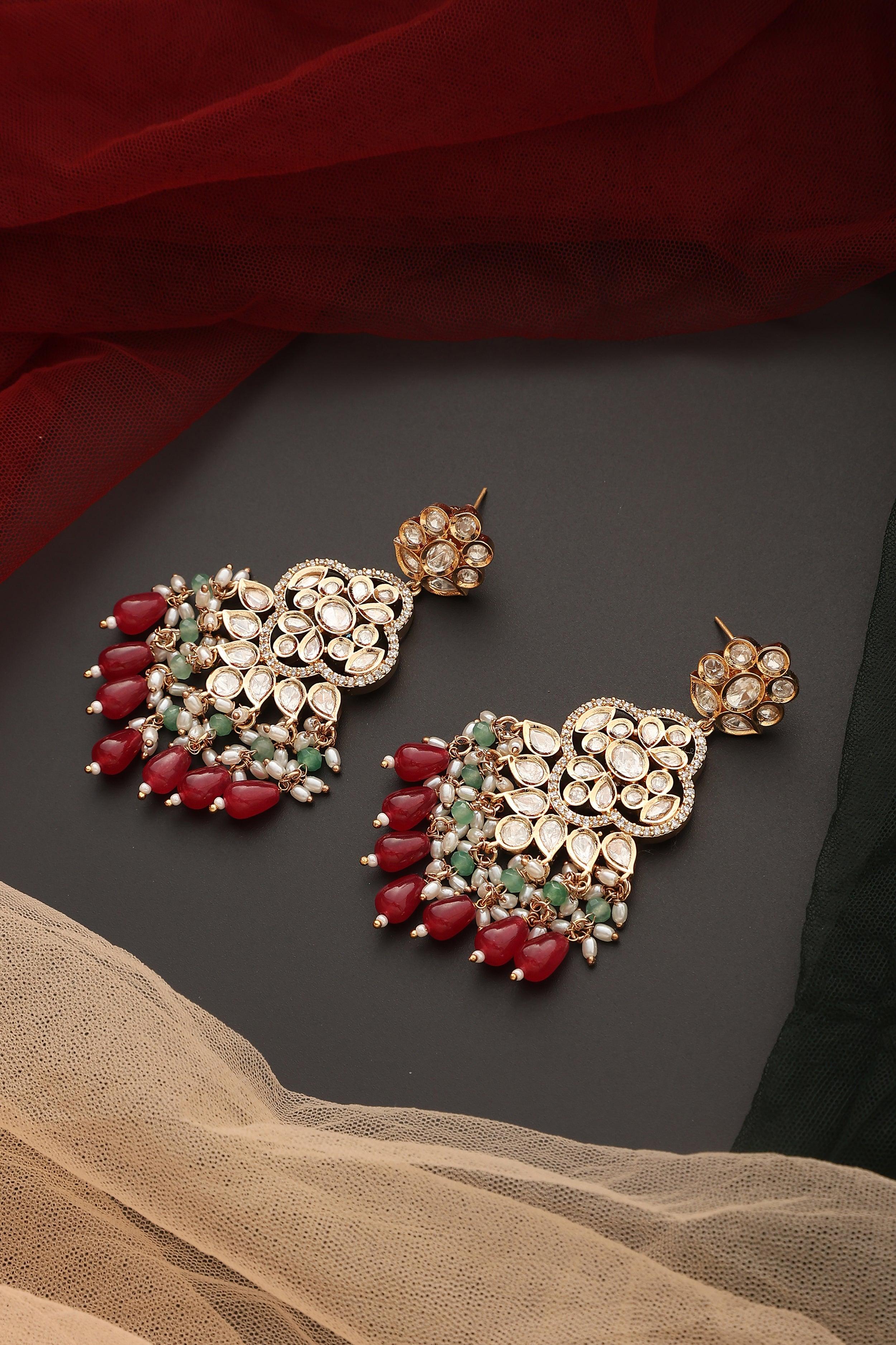 Ruby Radiance Polki Danglers - Dyulokha
