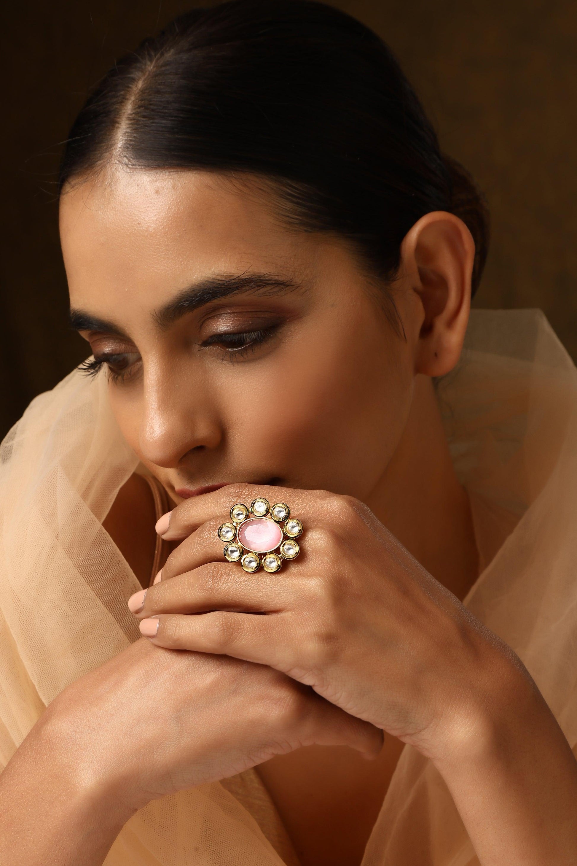 Blushing Brilliance Kundan Ring - Dyulokha