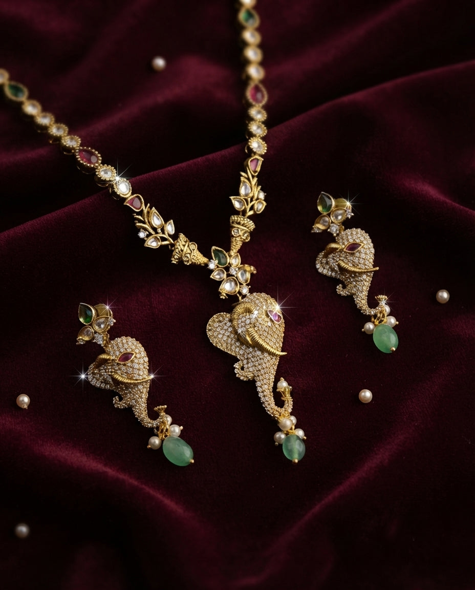 Vibrant Ganesh Necklace Set