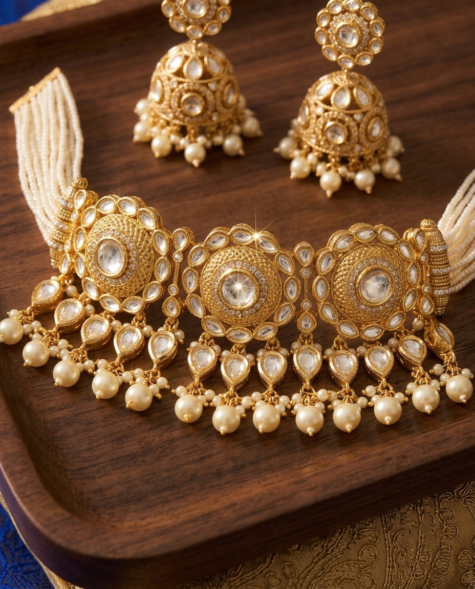 Bold Beauty, Delicate Pearls Necklace Set