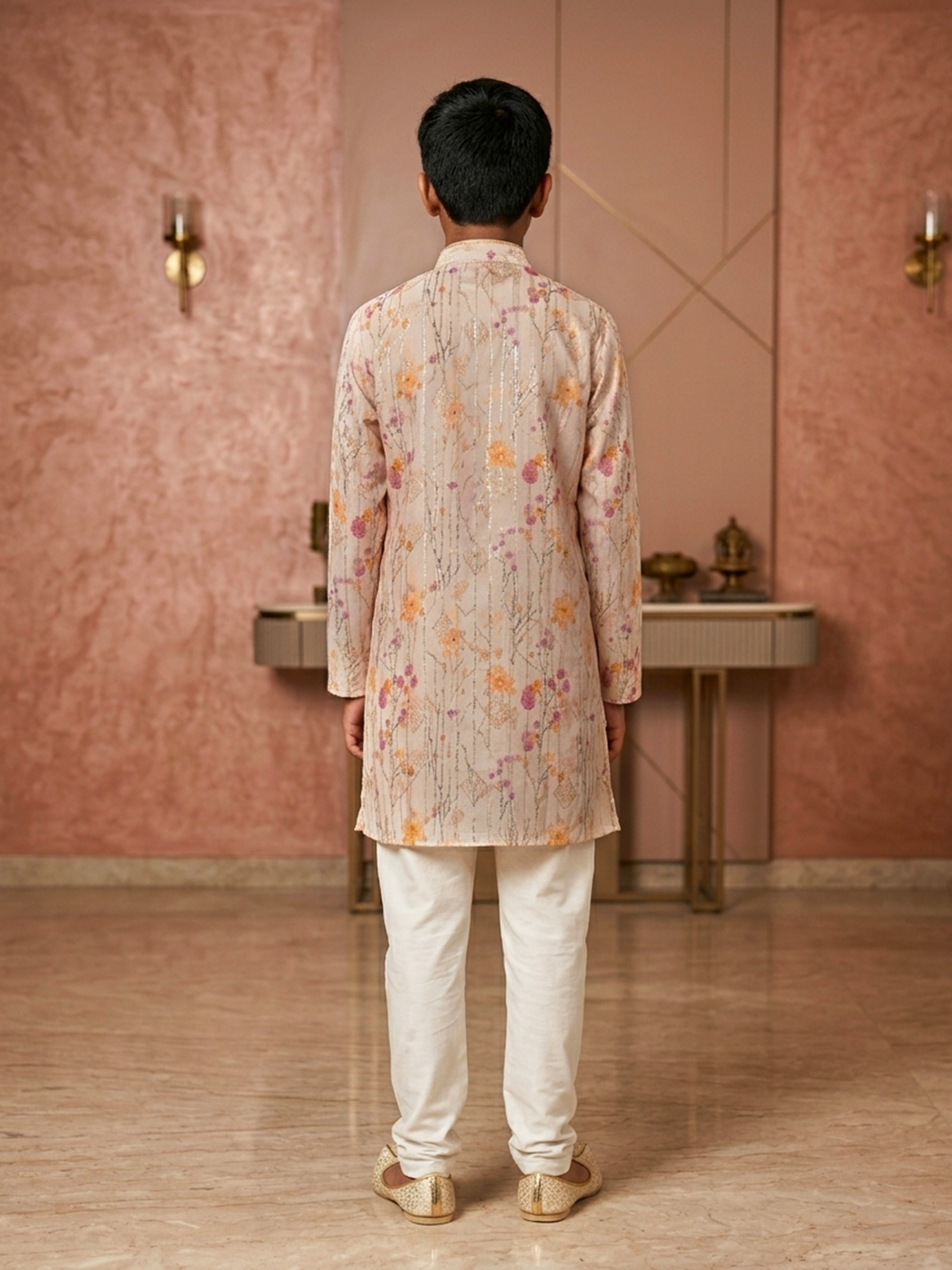 Floral Sequins Embroidered Cotton Kurta Pajama