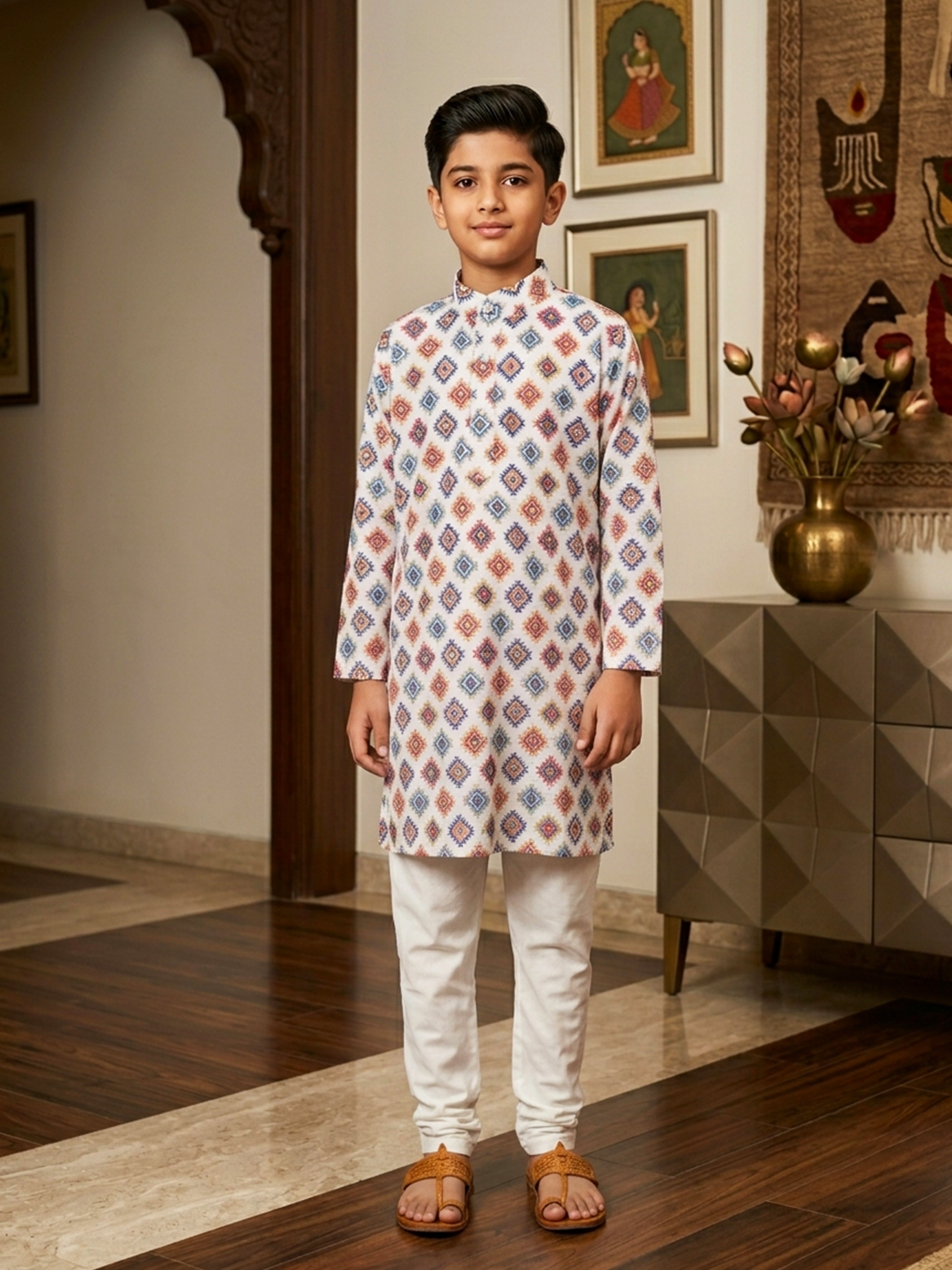 Boys Festive Embroidered Kurta Pajama Set