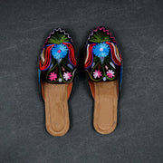 Velvet Multicolor Pointed Mules