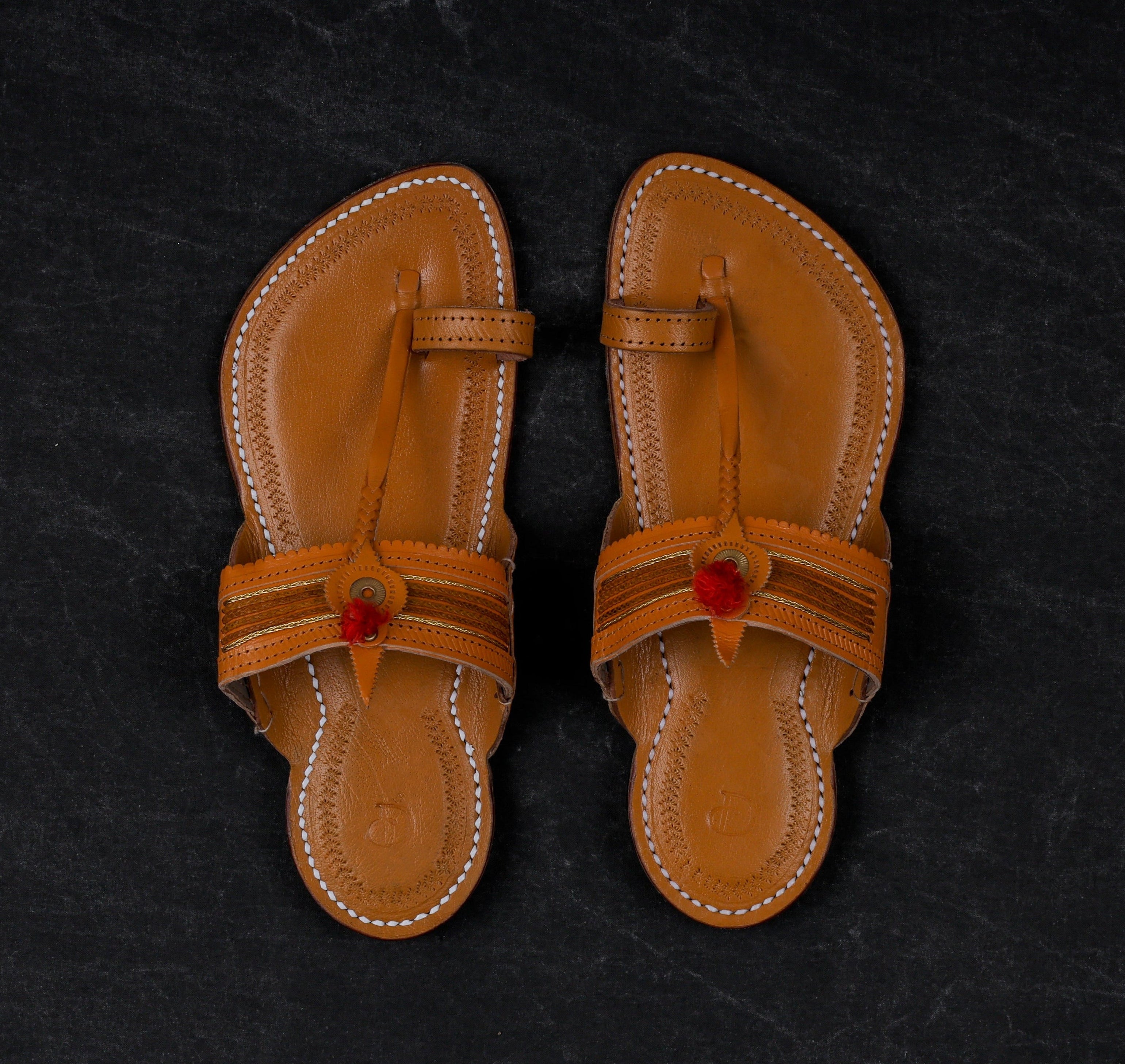 Tan Traditional Leather Kolhapuri Sandals