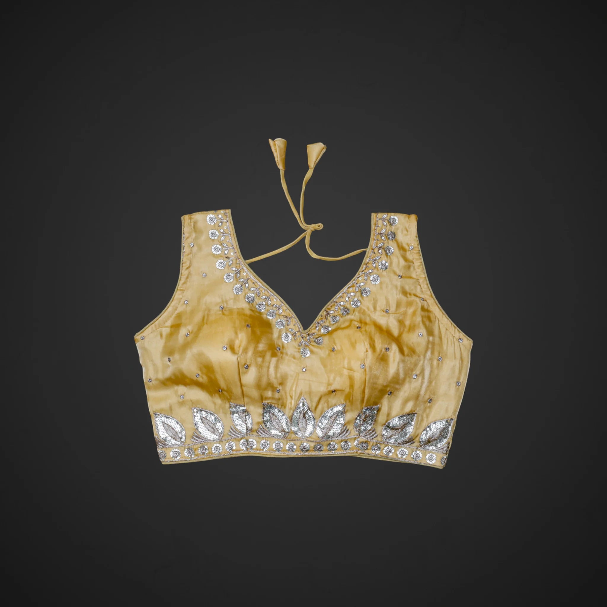 Silk Sequined Zari Leaf Embroidered Blouse