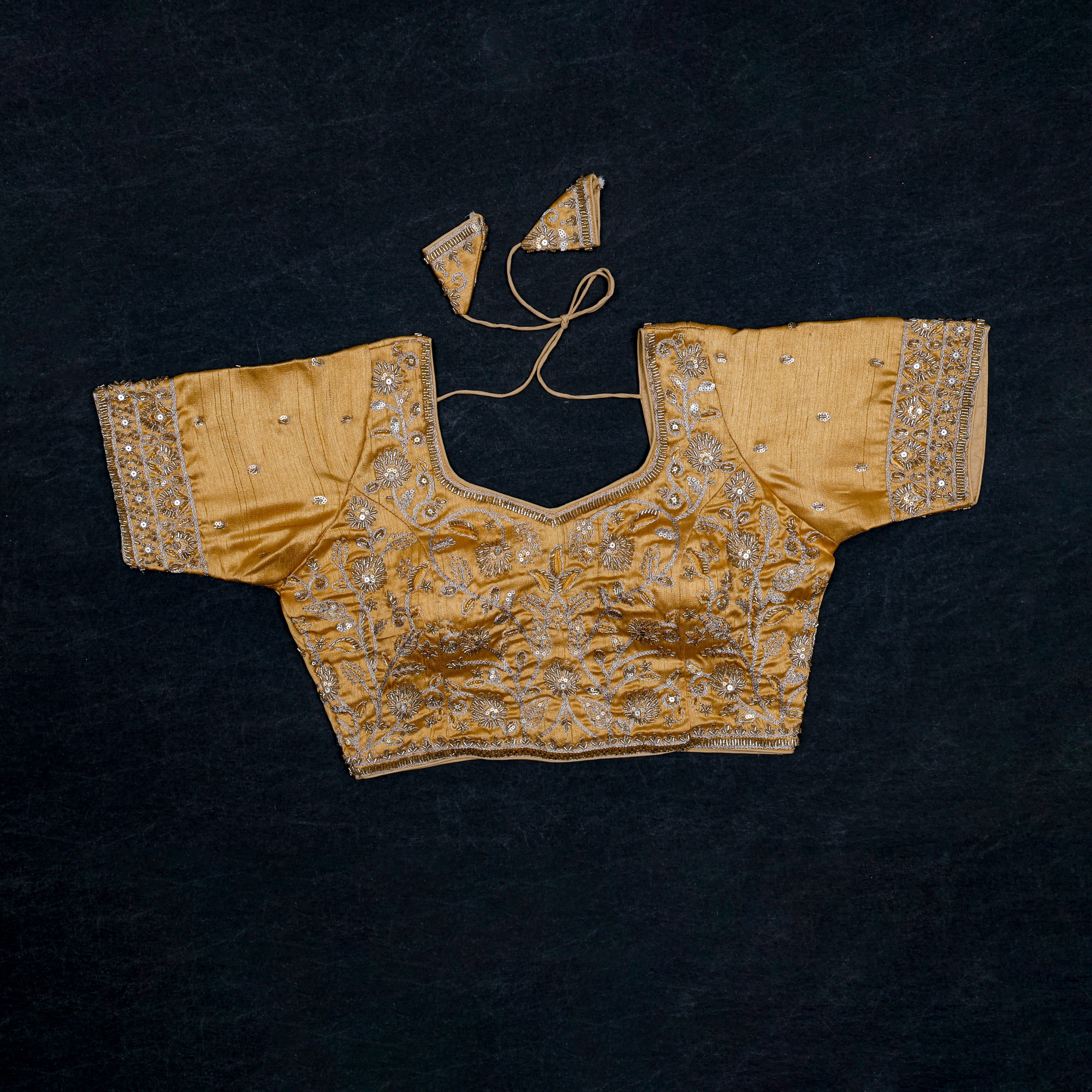 Chic Cosmos Silk Blouse with Notched Neck