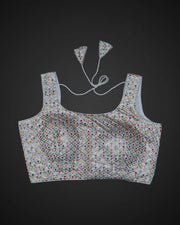 Raw Silk Square Neck Readymade Blouse