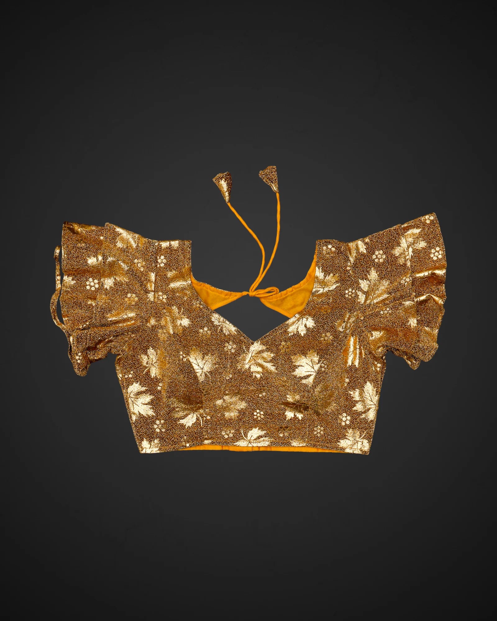 Jacquard Ruffle V Neck Readymade Blouse