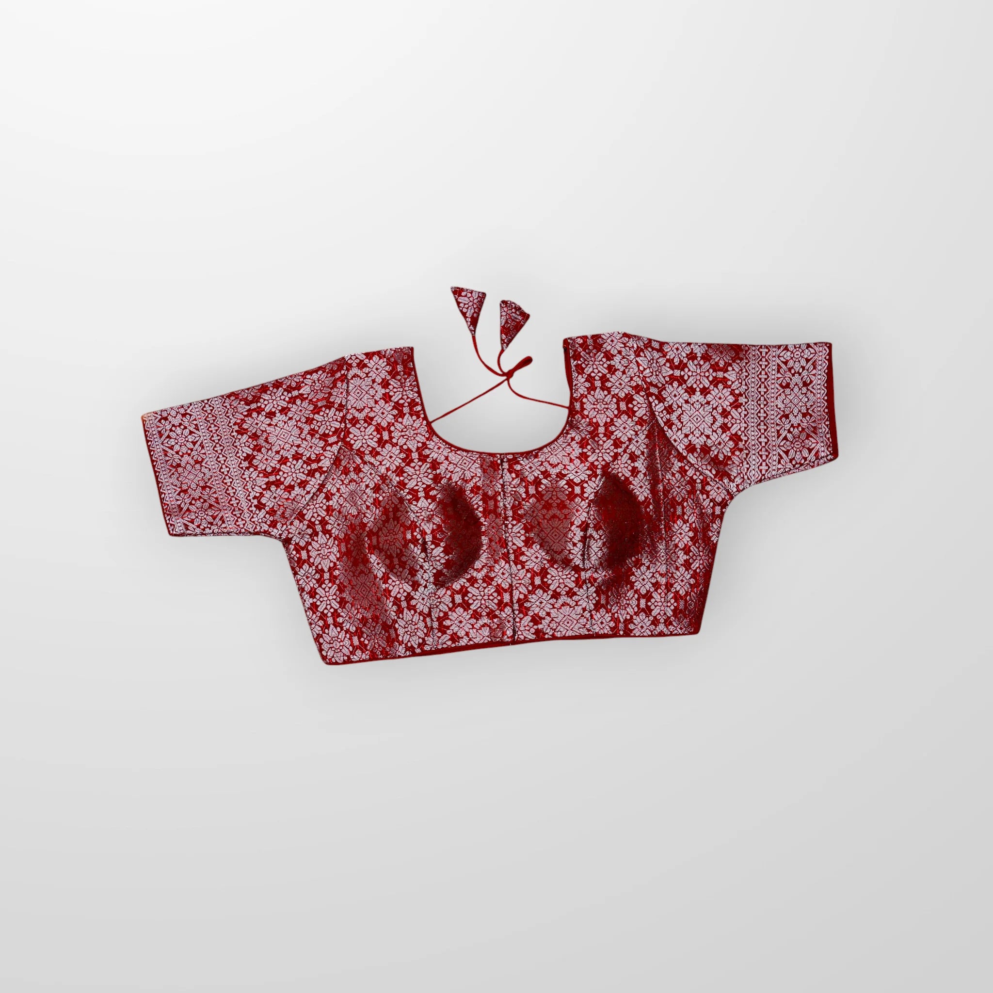 Silver Brocade Silk Jacquard Readymade Blouse