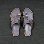 Patent Leather Grey Ethnic Flats