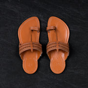 Tan Leather Open Toe Kolhapuri Sandals