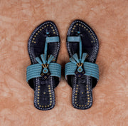 Two Tone Black Artisan Leather Flats