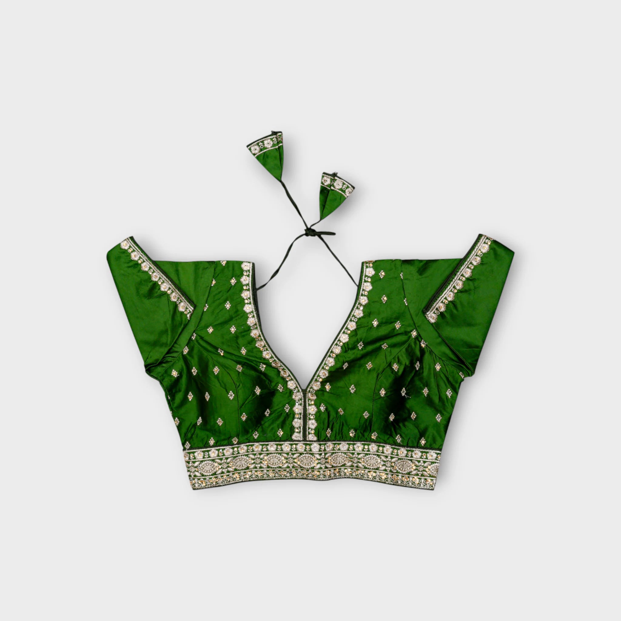 Silk V Neck Back Closure Readymade Blouse