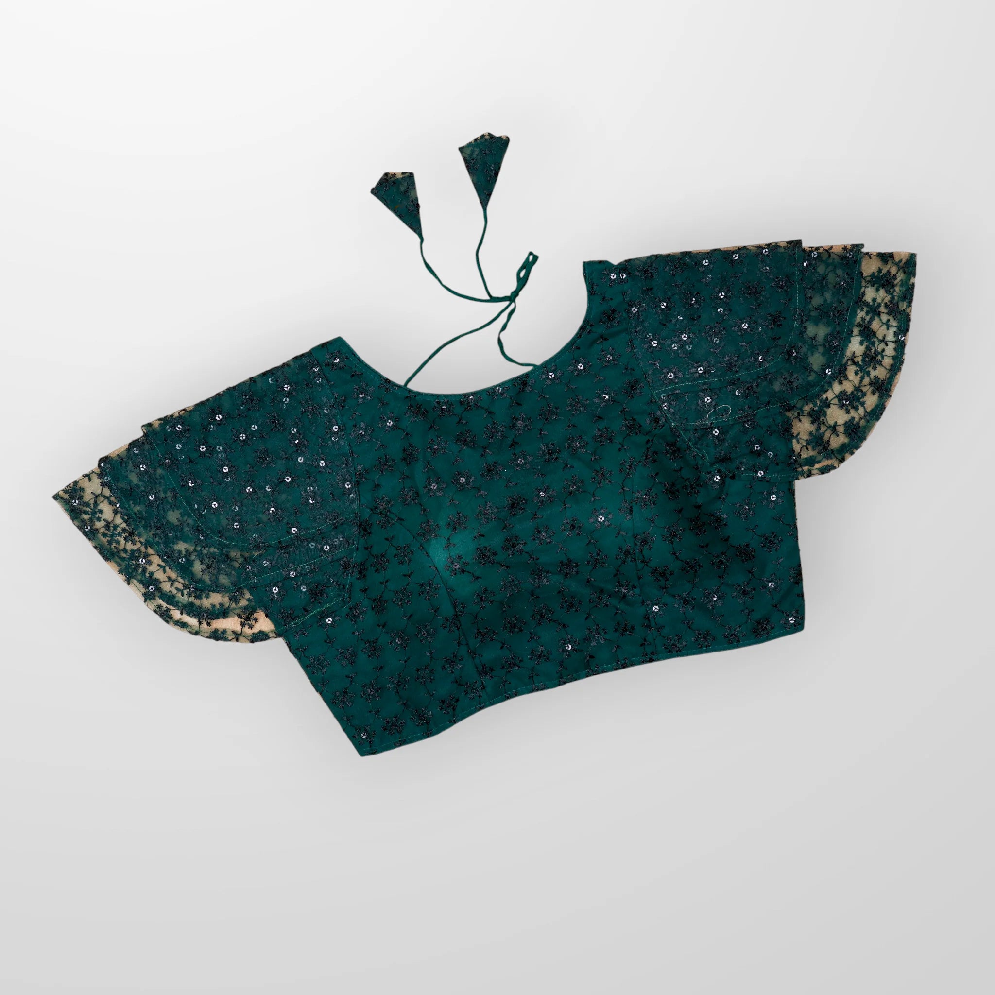 Embroidered Ruffle Sleeve Cotton Readymade Blouse