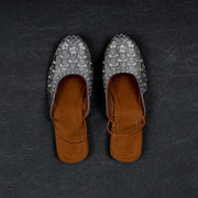 Silver Textured Handcrafted Mule