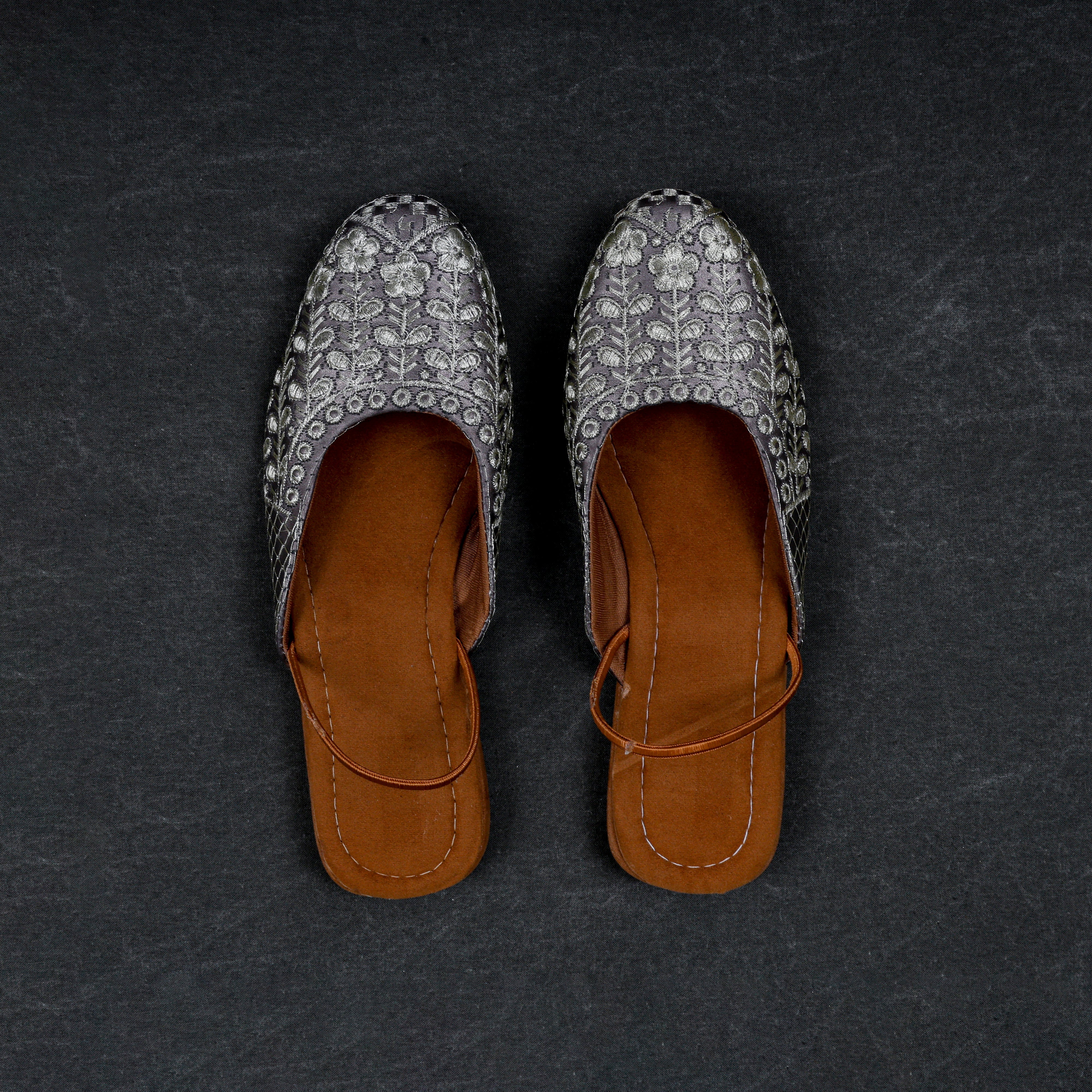 Silver Textured Handcrafted Mule