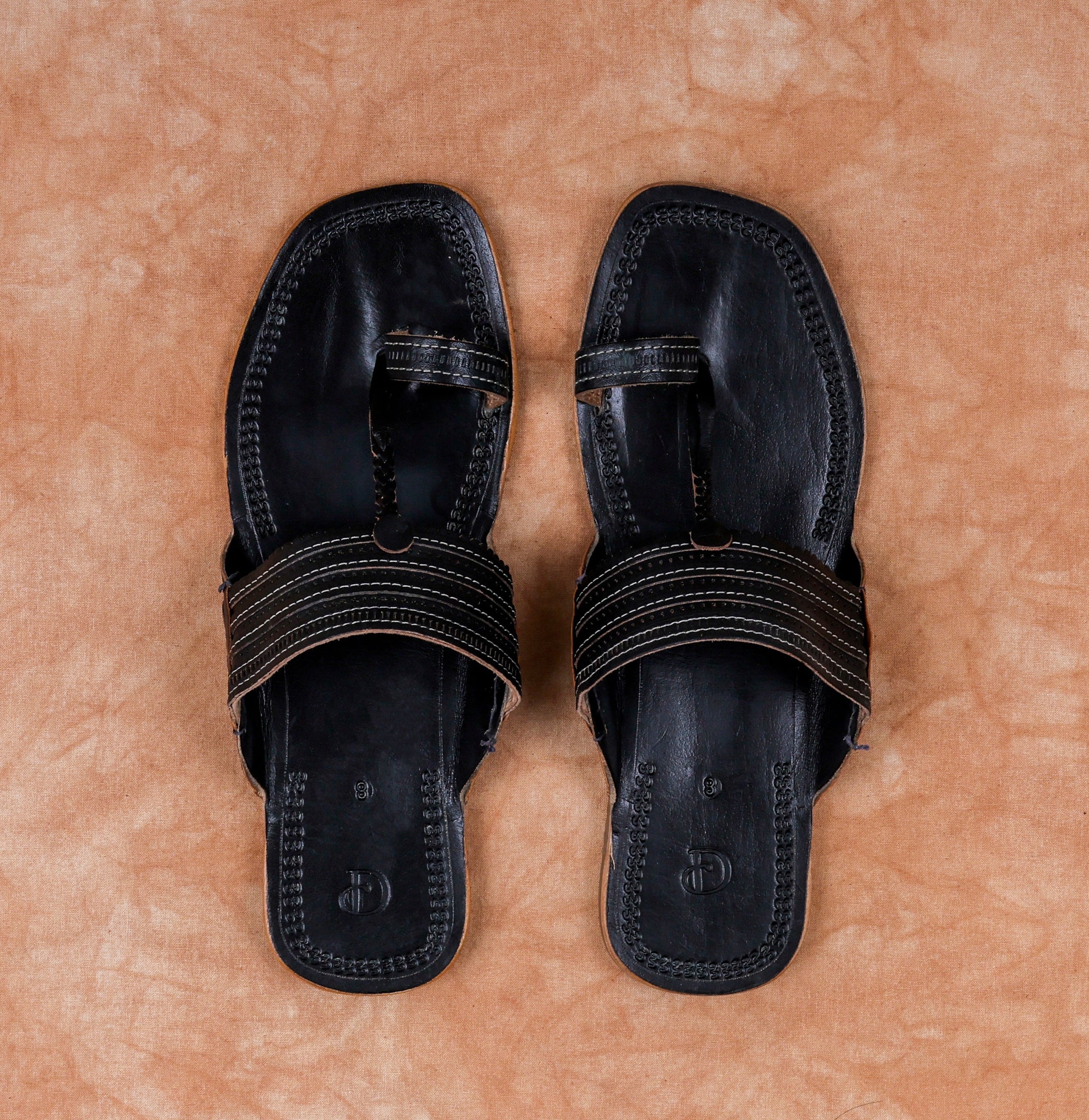 Black Patent Leather Kolhapuri Sandals