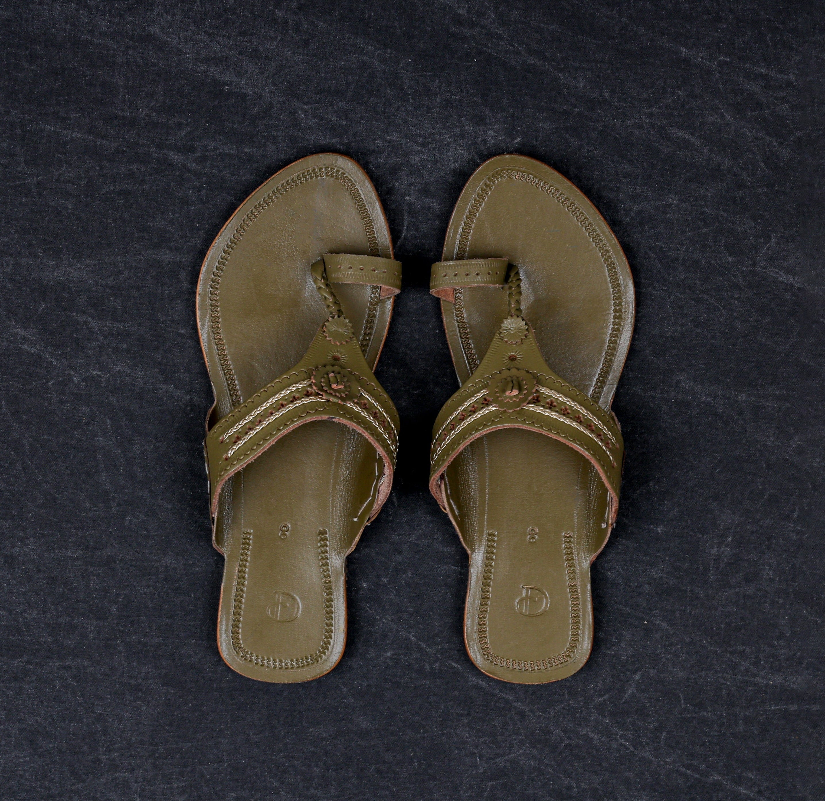 Olive Green Artisan Kolhapuri Sandals