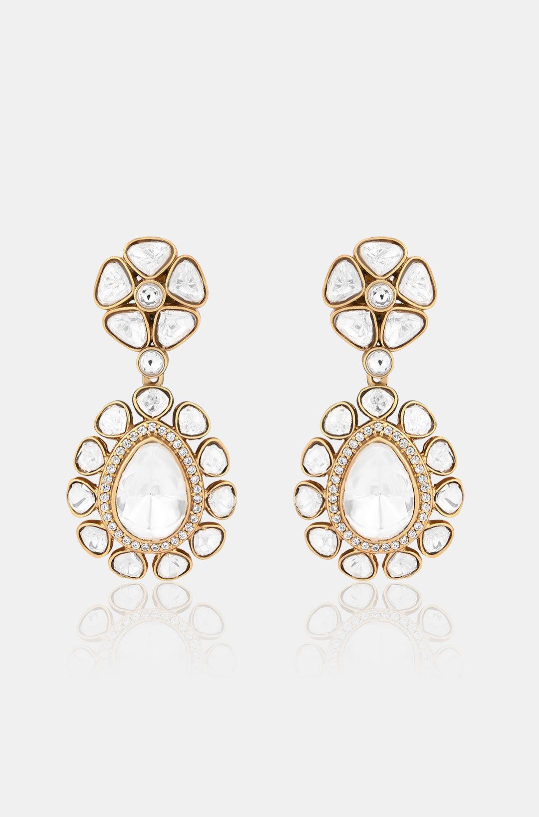 Gilded Glamour Polki Open Danglers - Dyulokha