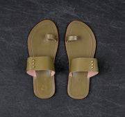Olive Green Patent Leather Kolhapuri