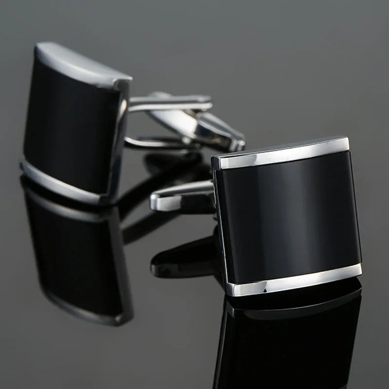 Geometric Black Copper Plated Men's Cufflinks
