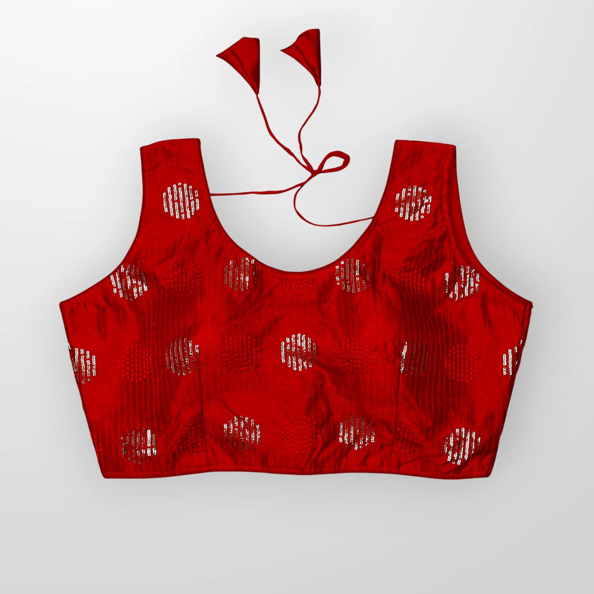 Silk U Neck Embroidered Readymade Blouse