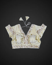 V Neck Cotton Deep Back Readymade Blouse