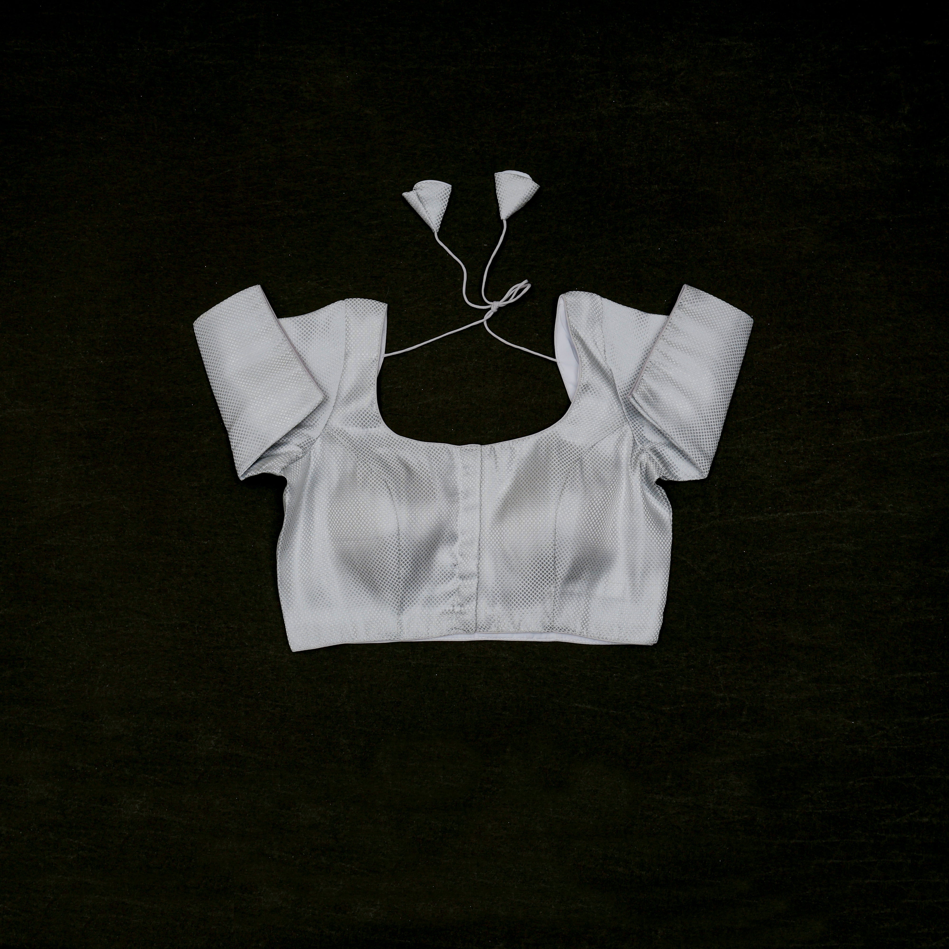 Tissue U Neck Fitted Sleeve Readymade Blouse