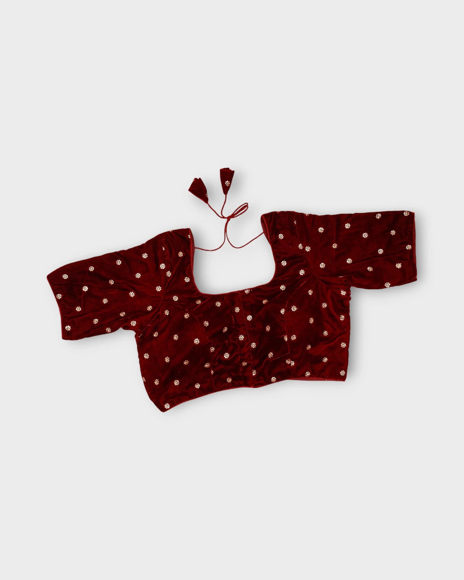 Velvet Deep Back Half Sleeve Blouse