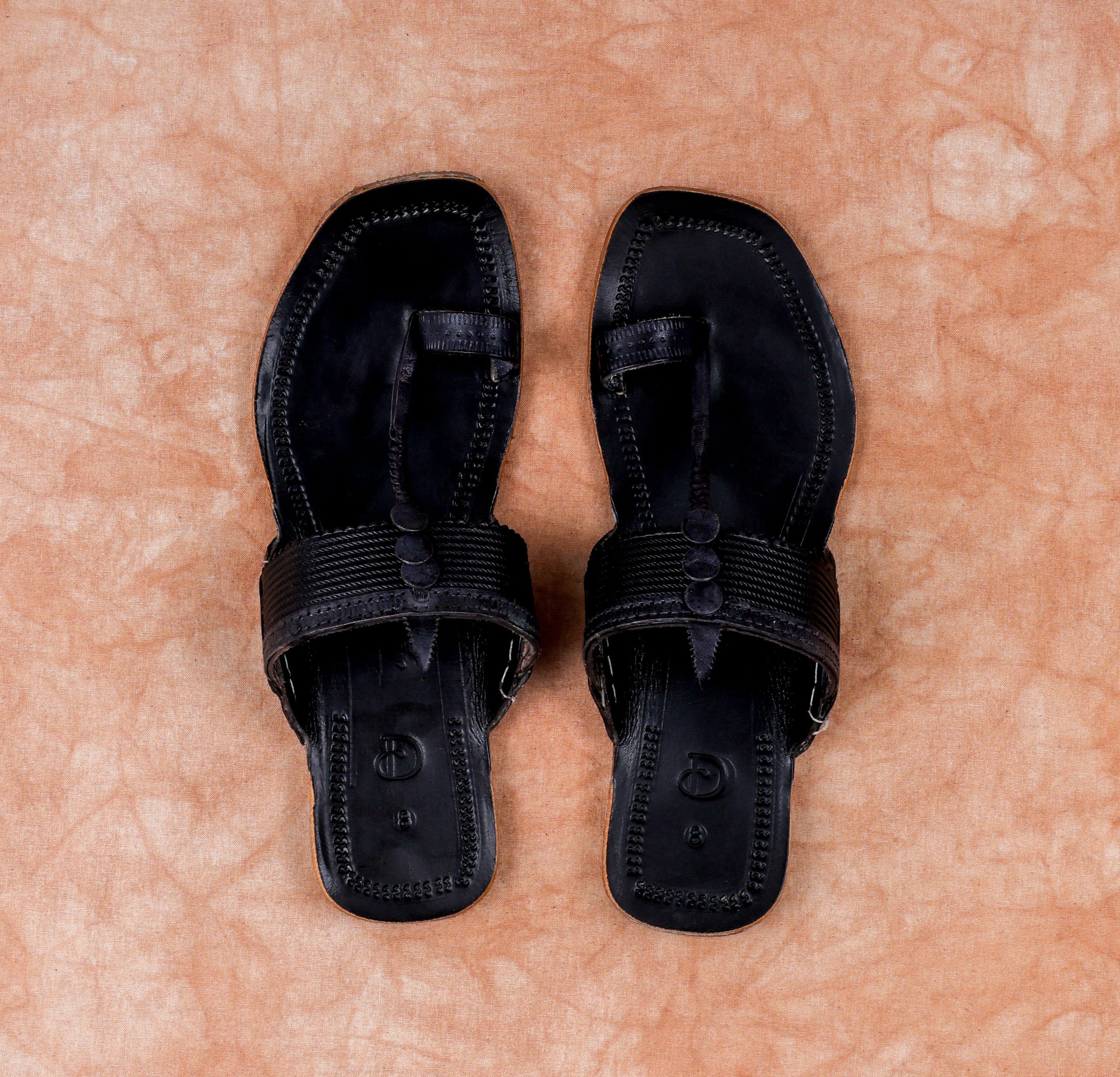 Black Patent Kolhapuri Sandals
