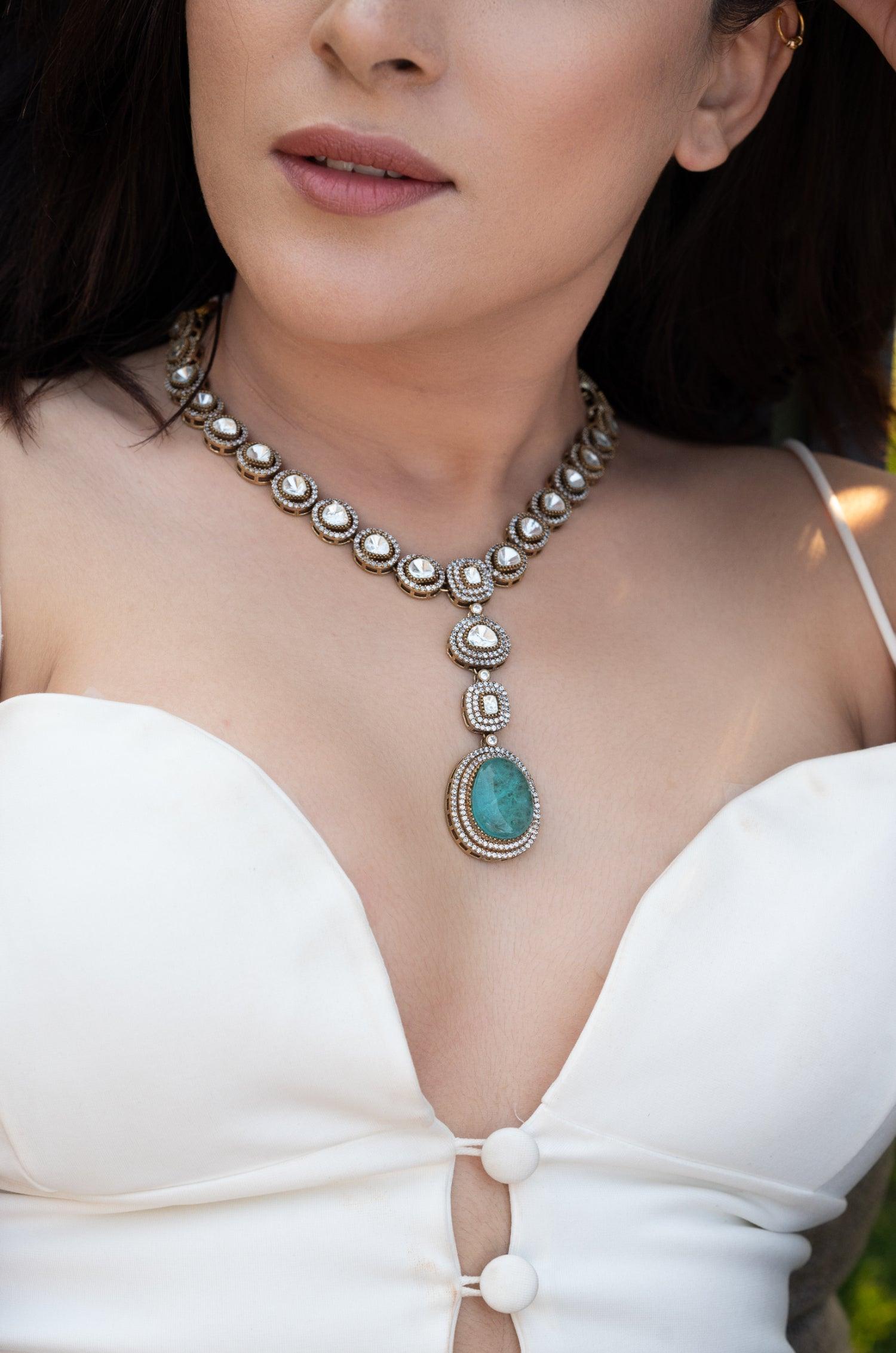 Victorian Elegance Polki Necklace Set - Dyulokha