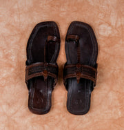 Dark Brown Handcrafted Leather Kolhapuri Sandals
