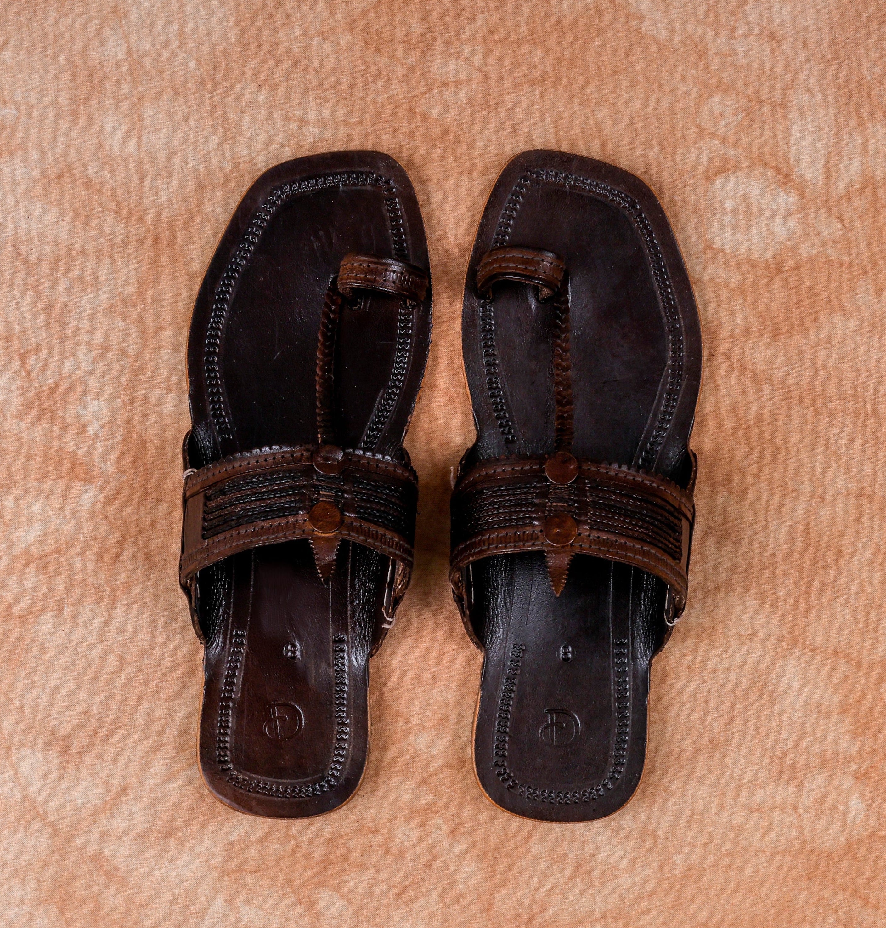 Dark Brown Handcrafted Leather Kolhapuri Sandals