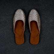 Gold Textured Rexine Mules