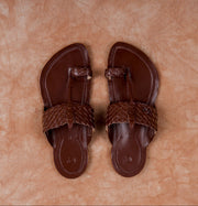 Patent Brown Leather Kolhapuri Sandals