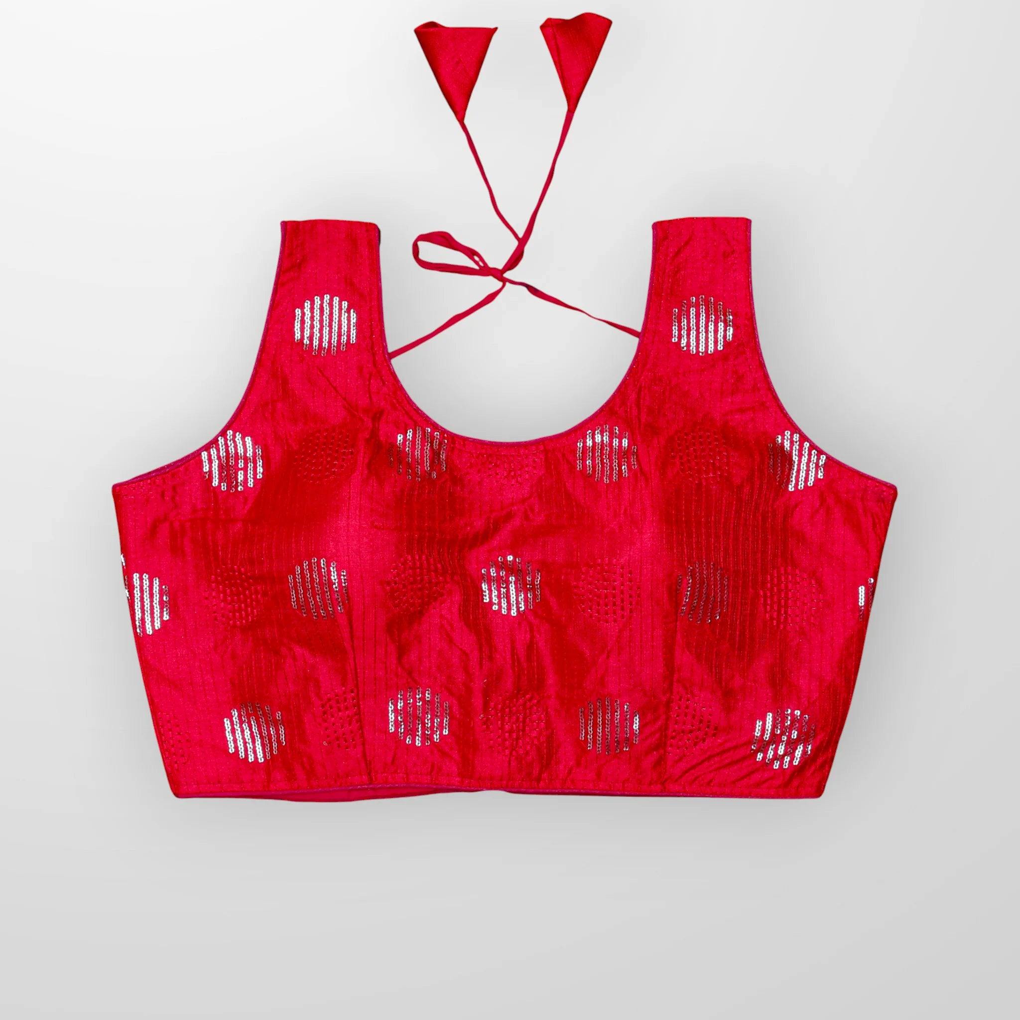 Silk U Neck Embroidered Readymade Blouse