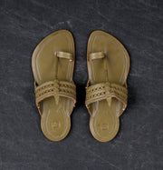Olive Green Open Toe Kolhapuri Sandals