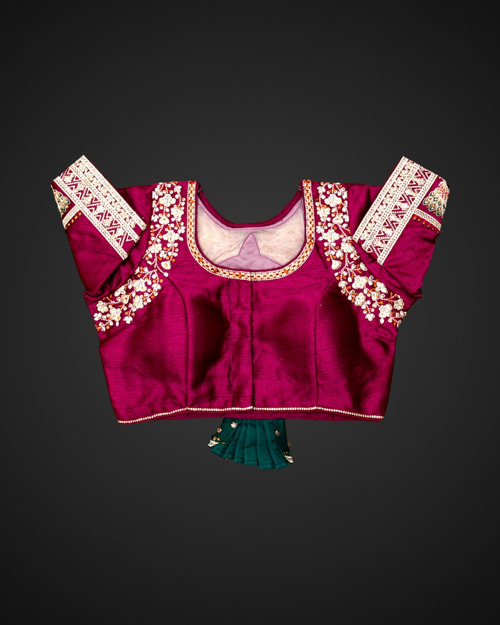 Silk U Neck Cutout Back Readymade Blouse