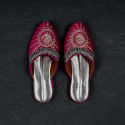 Rose Pink Velvet Two Tone Ethnic Mules
